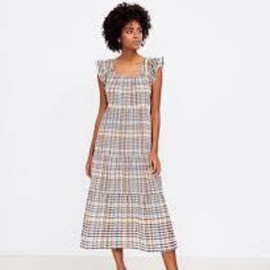 Loft tiered plaid dress